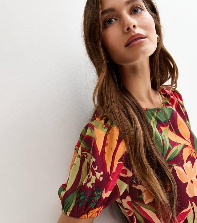 New Look Women's Red Tropical Floral Mini Smock Dress New Look - 2