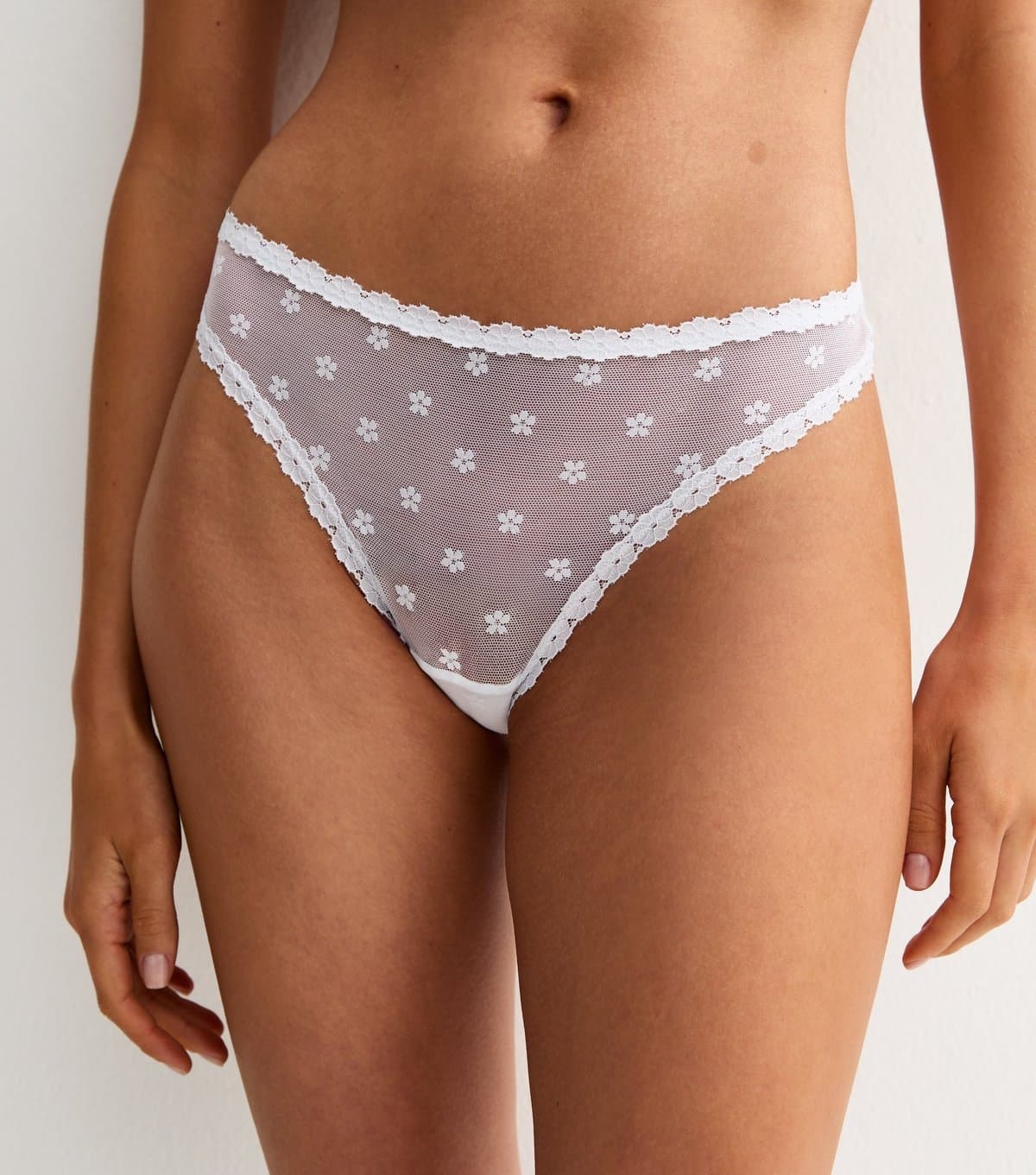 New Look Women's White Daisy Mesh Thong New Look