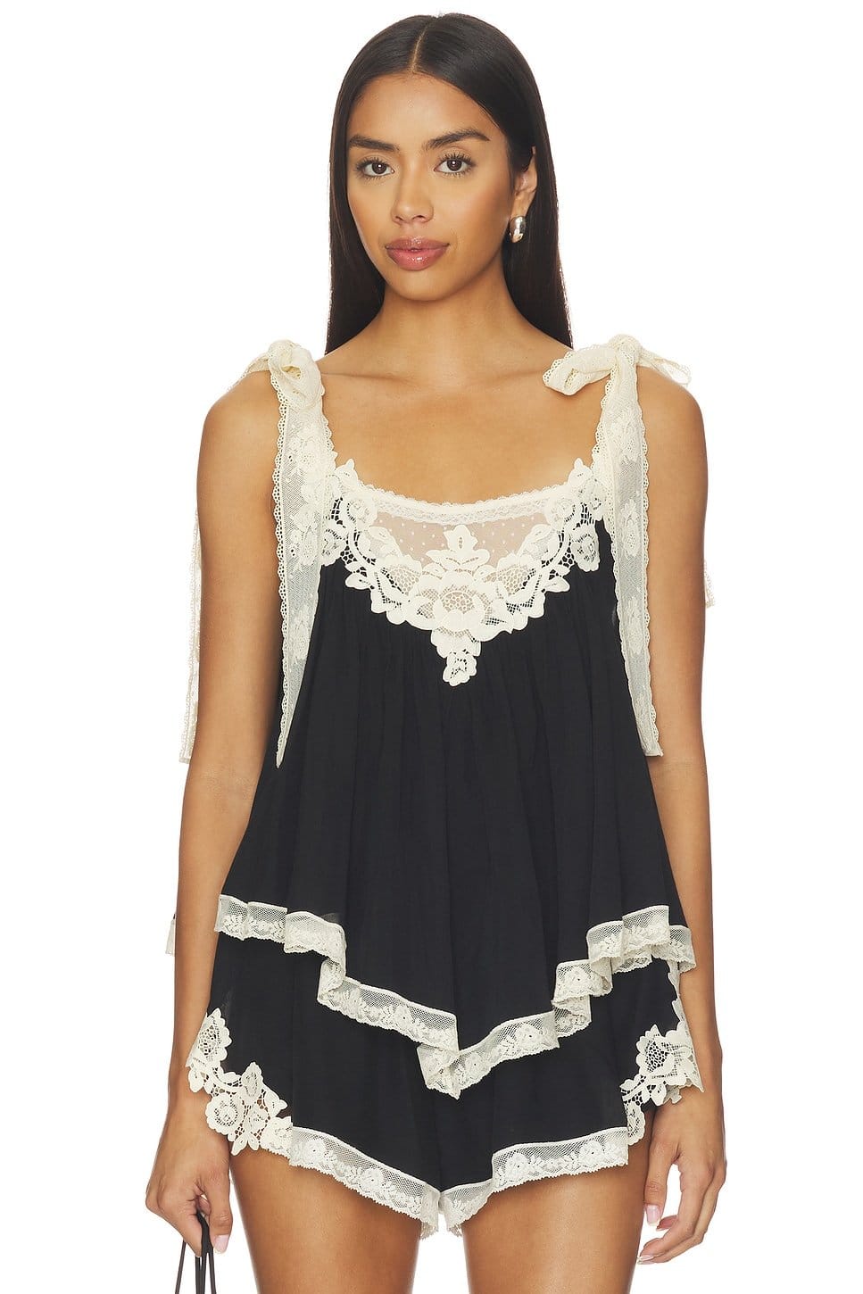 Revolve Black Lace Romper by Zimmermann