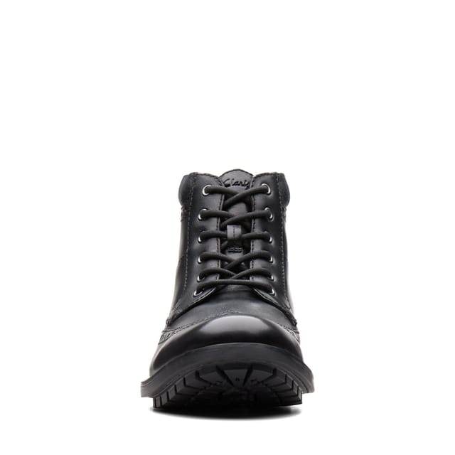 Clarks Clarks Men's Curington Rise Black Smooth Leather Ankle Boots, Lace Up - 3