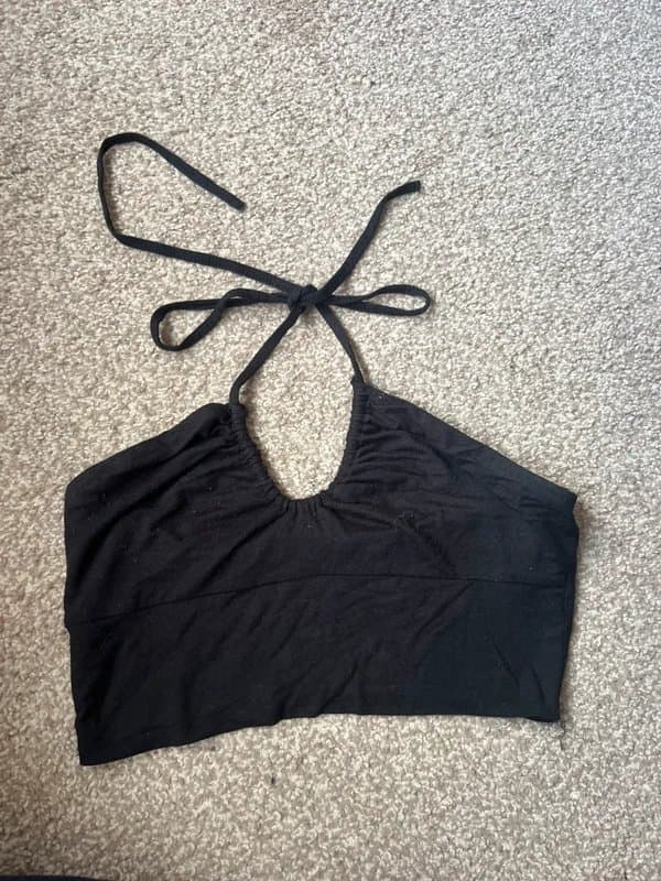 Bershka Black crop halter neck