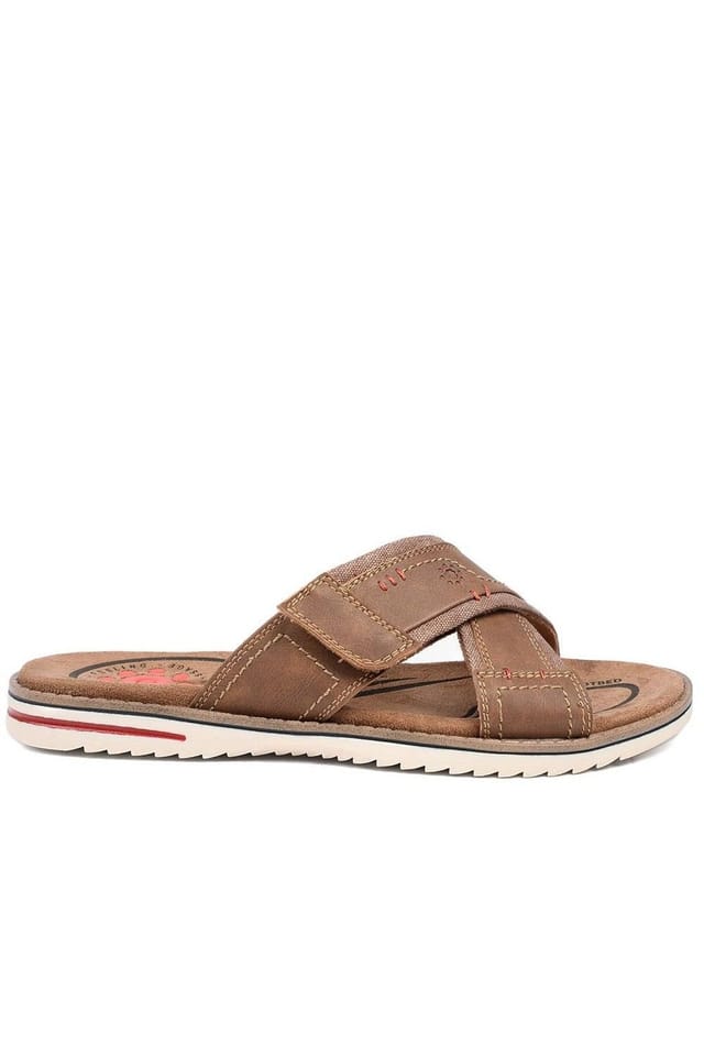 Pavers Pavers Men's Relife Wide Fit Slip On Sandals in Brown - 2