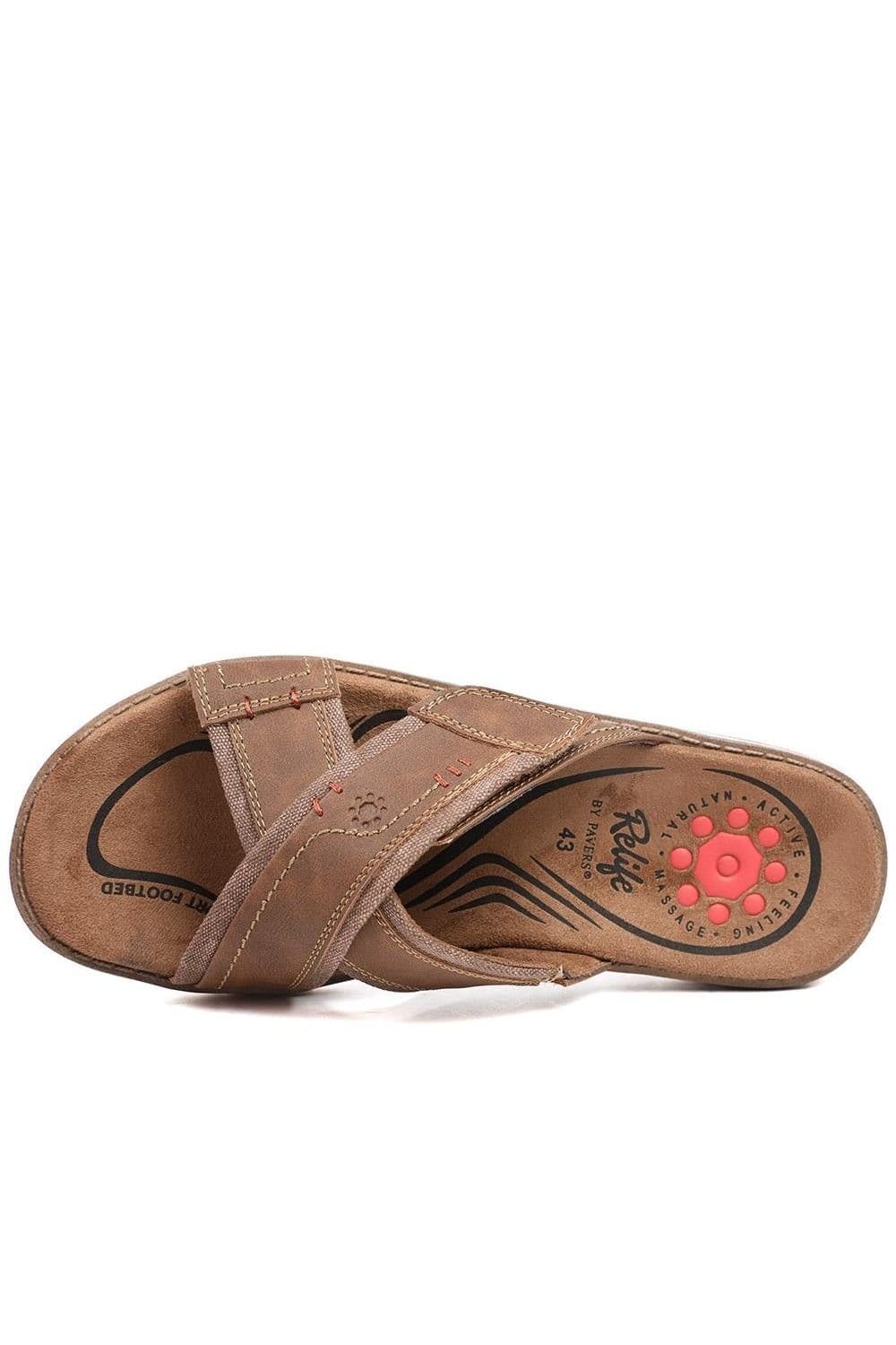 Pavers Pavers Men's Relife Wide Fit Slip On Sandals in Brown - 4