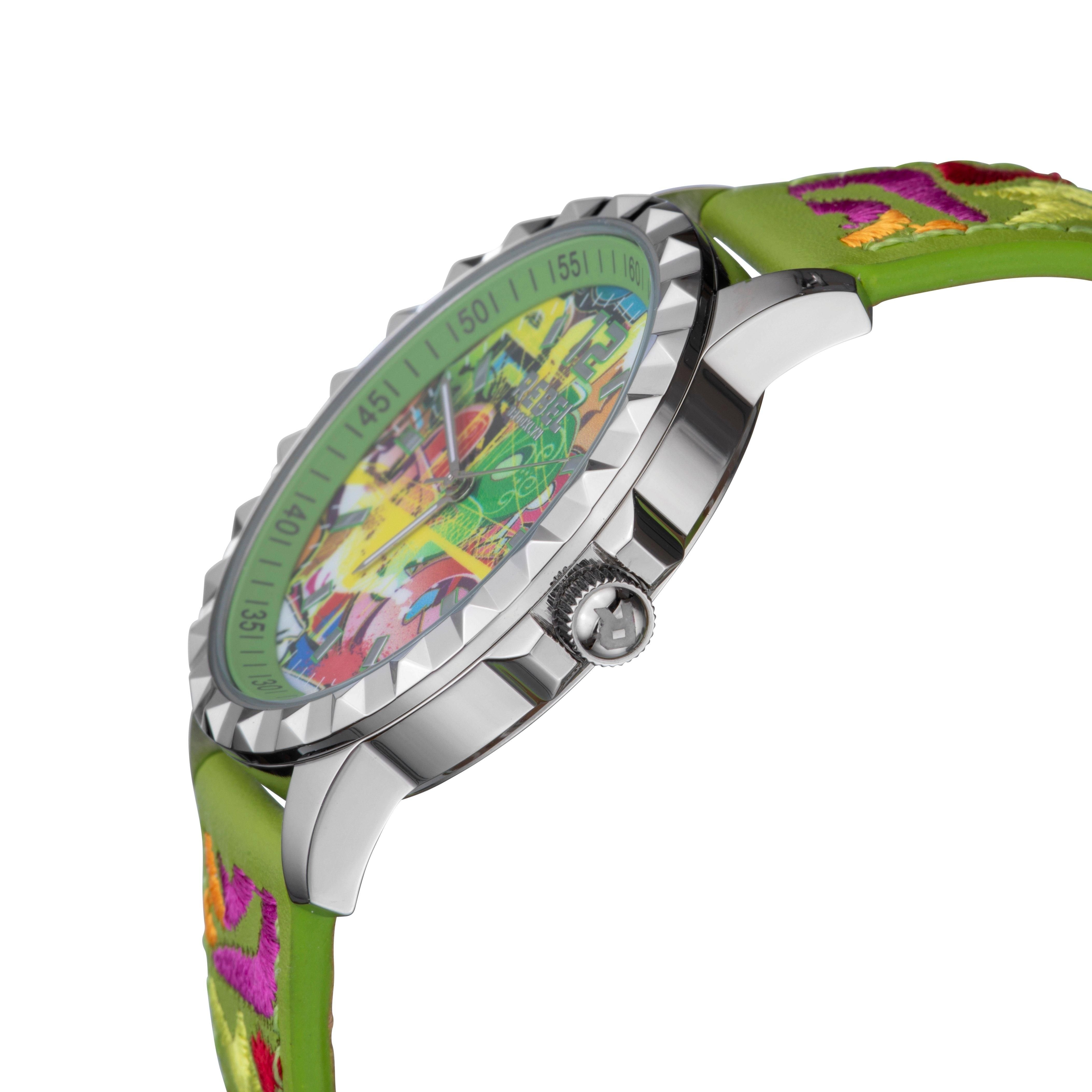 Rebel Rebel Women's Dumbo Lime Green Dial Leather Watch - 3