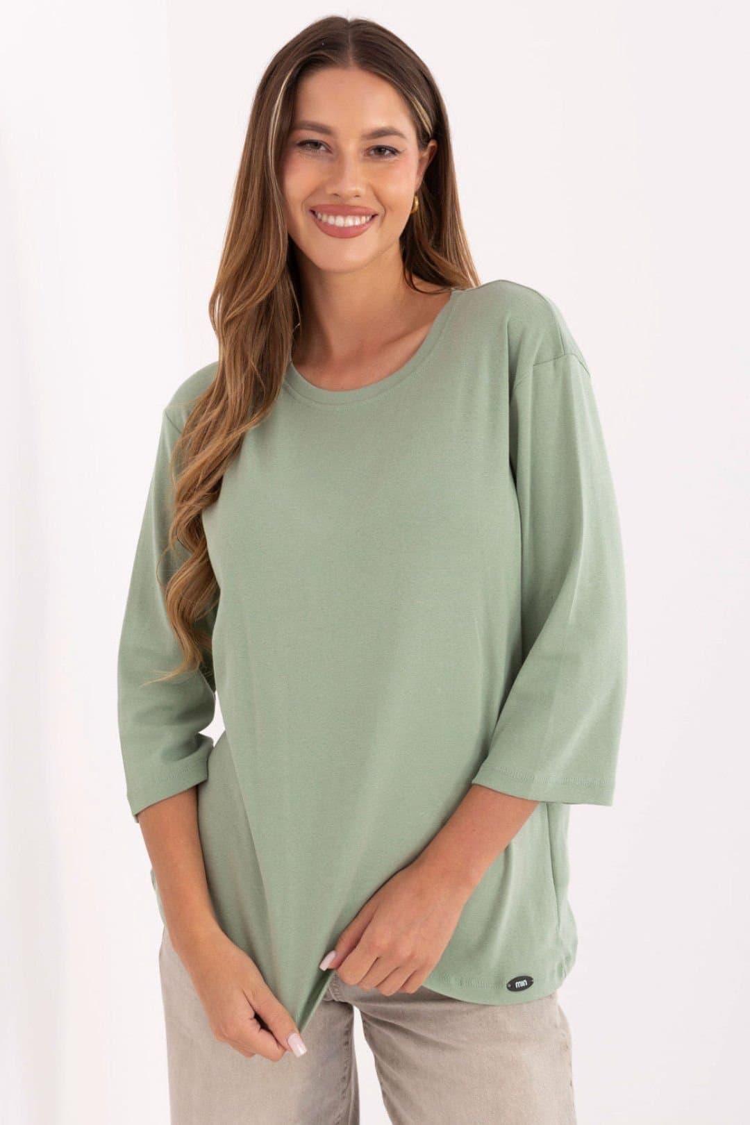 Love Lace Love Lace Women's Casual Smooth Pattern 3/4 Sleeve Blouse in Green