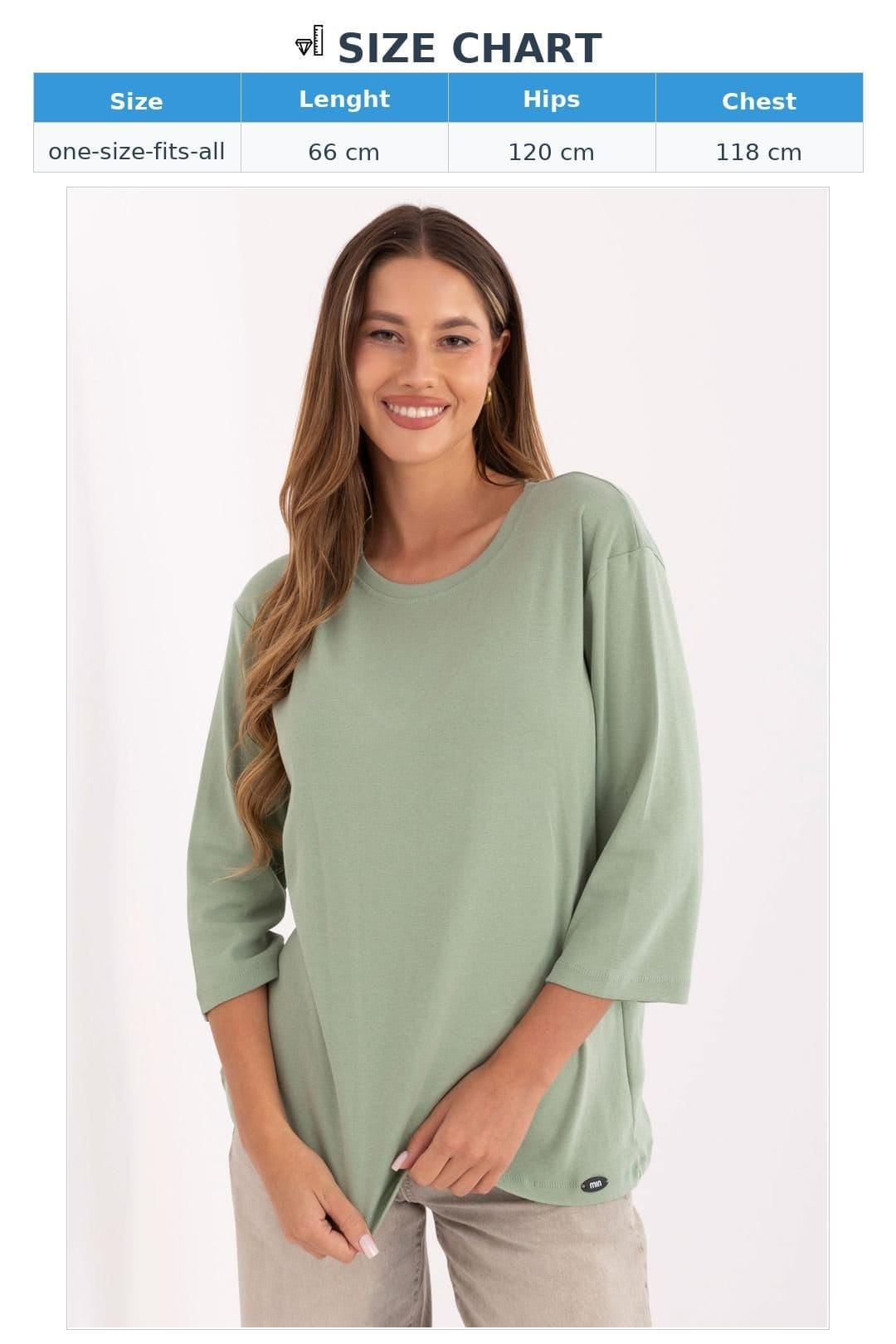 Love Lace Love Lace Women's Casual Smooth Pattern 3/4 Sleeve Blouse in Green - 4