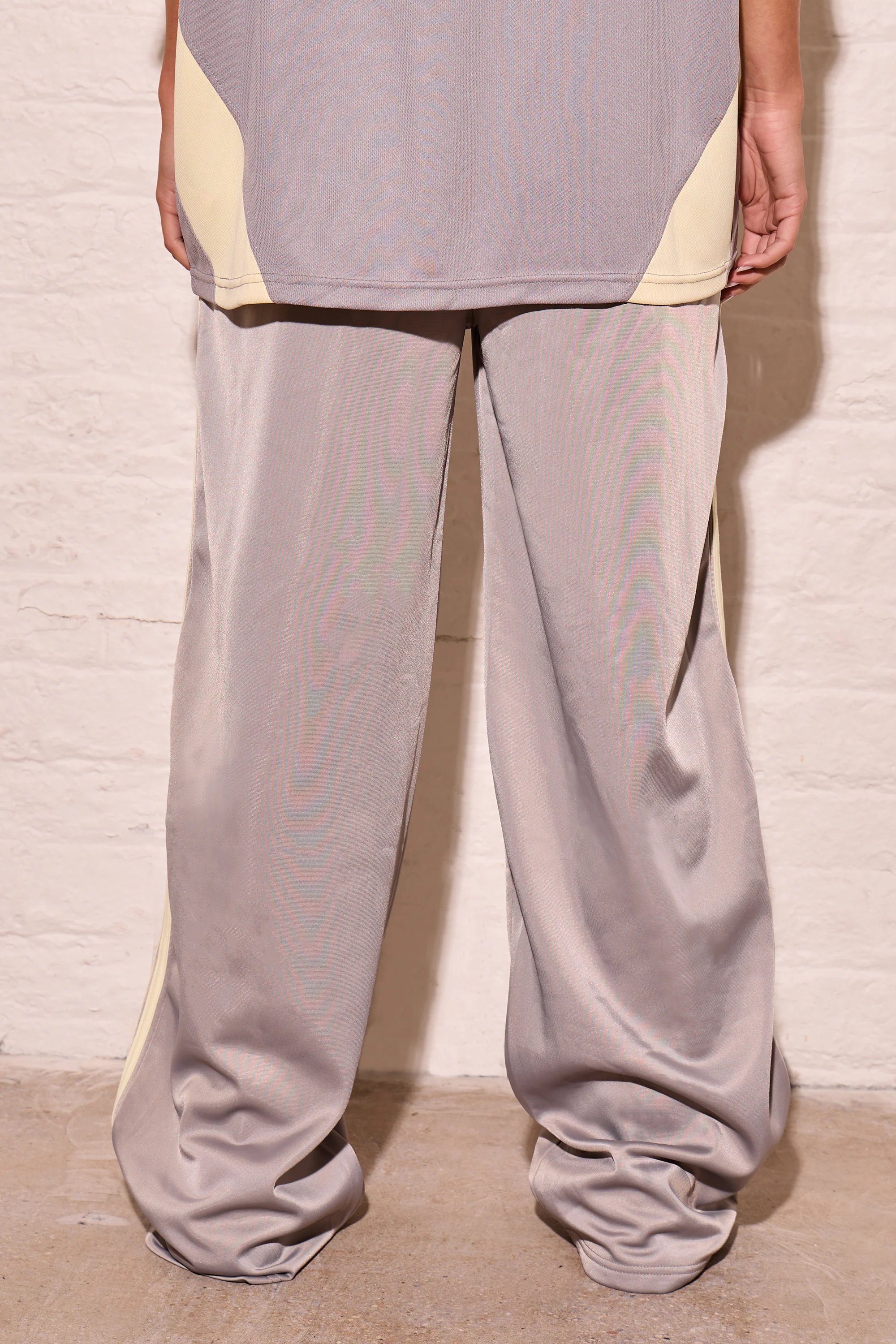 Kaiia Kaiia Embroidered Tricot Joggers Mist Grey & Lemon - 4