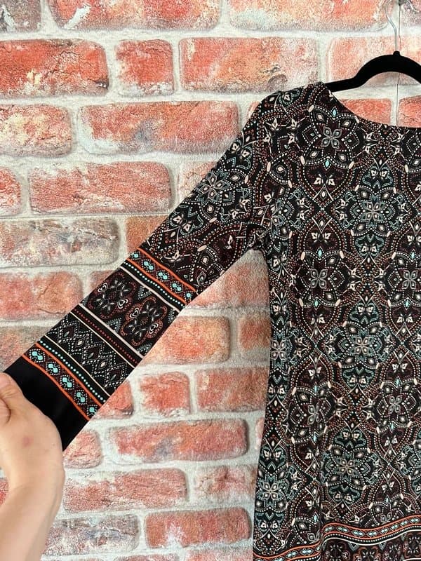 Excellent Black Arabic Print Dress