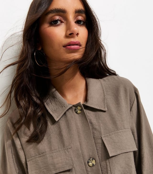 New Look Women's Brown Flap Pocket Shirt New Look - 2
