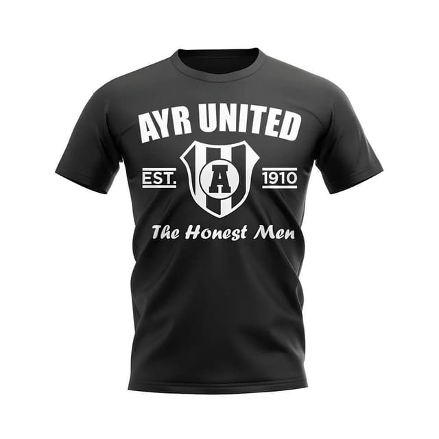 Ayr United Ayr United Men's Mens Established Football T-Shirt in Black - 2