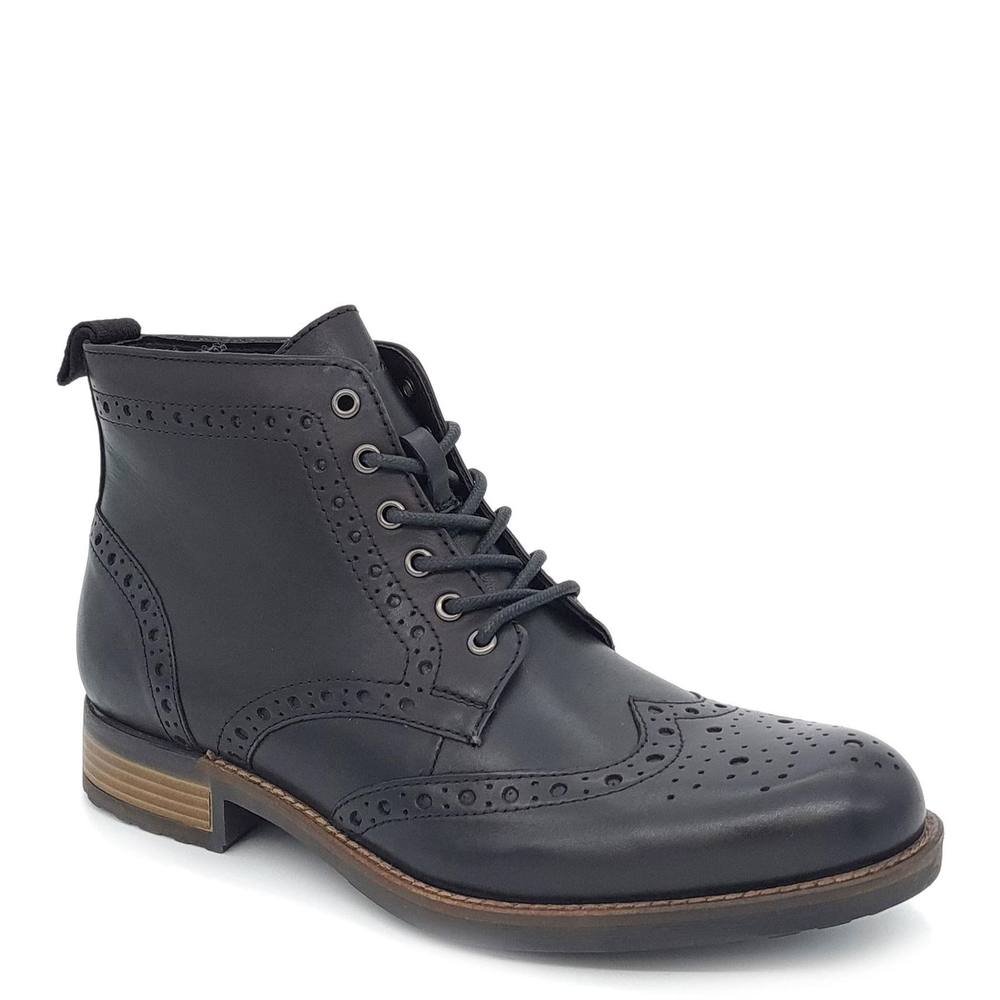 HX London HX London Men's Kingston Leather Lace Up Brogue Boots in Black - 2