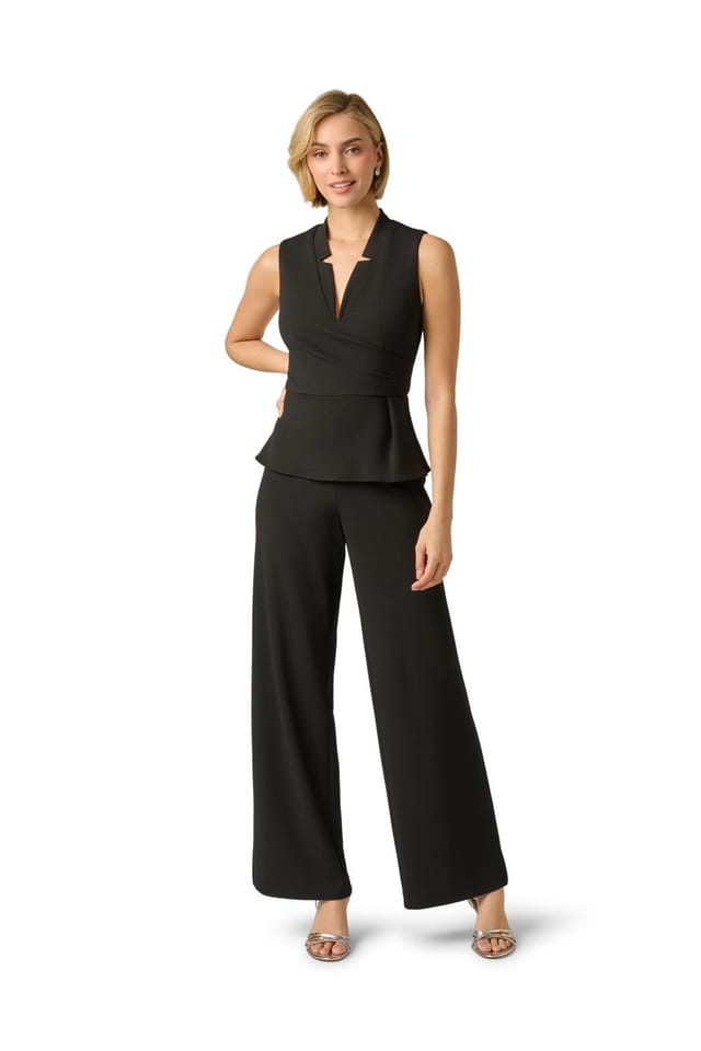 Adrianna Papell Adrianna Papell Women's Crepe Peplum Jumpsuit in Black - 2