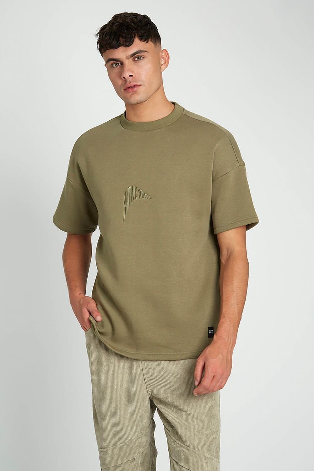 Native Youth Native Youth Men's Cotton Rich Acid Wash Short Sleeve Sweatshirt in Green