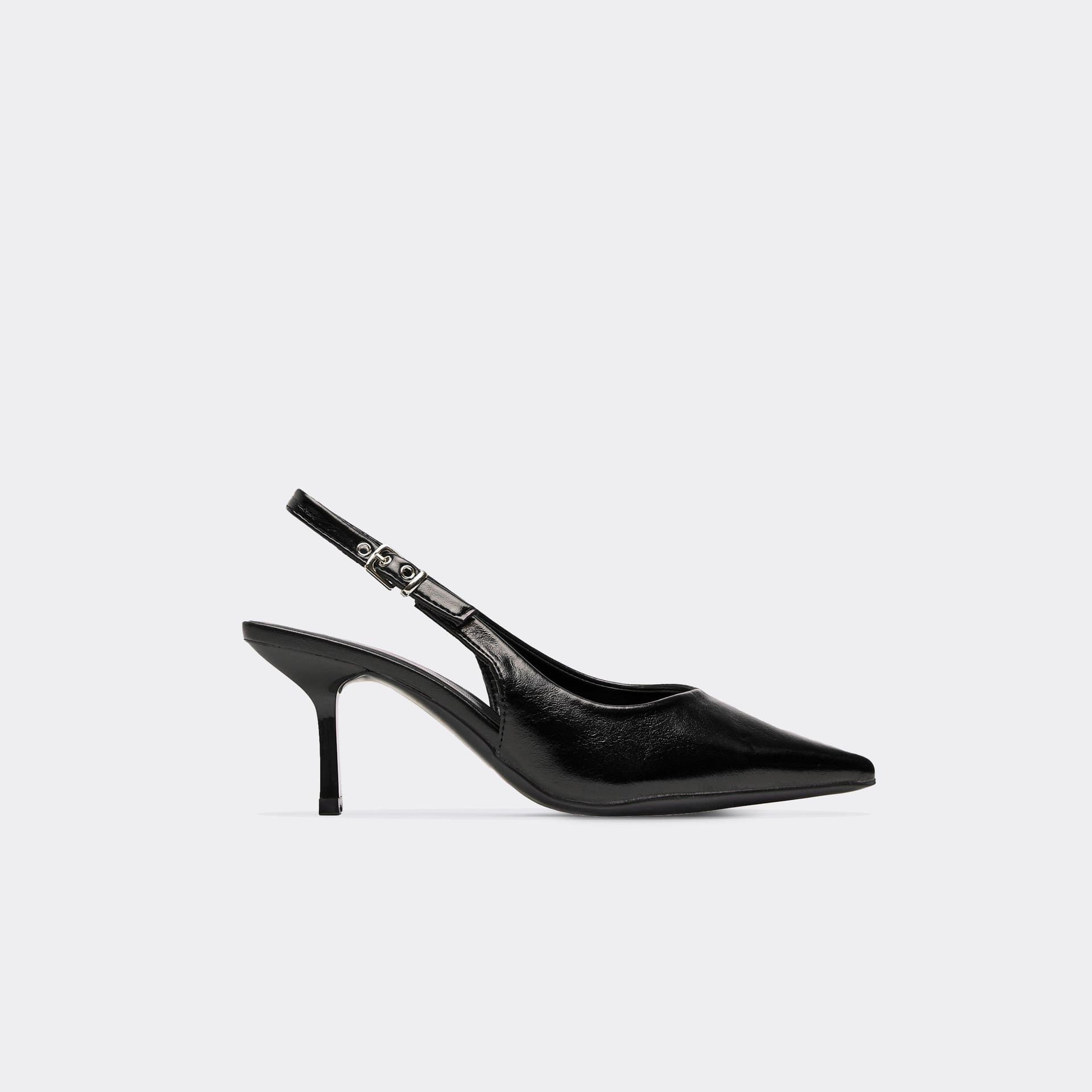 EGO EGO Black Faux Leather Slingback Court Heel Shoes