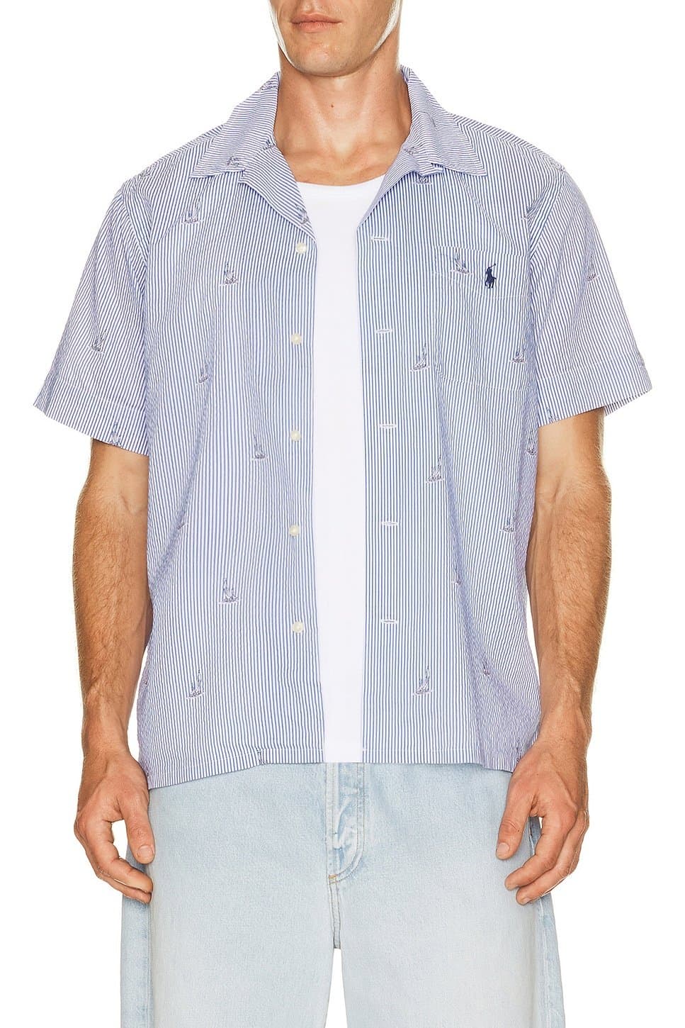 revolve Seersucker Sailboat Print Andy Camp Shirt