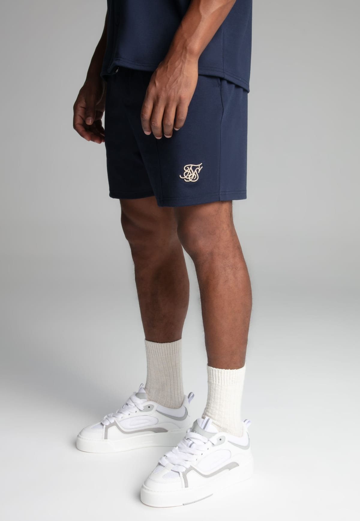 SikSilk SikSilk Men's Beige Retro Shorts in Navy - 1