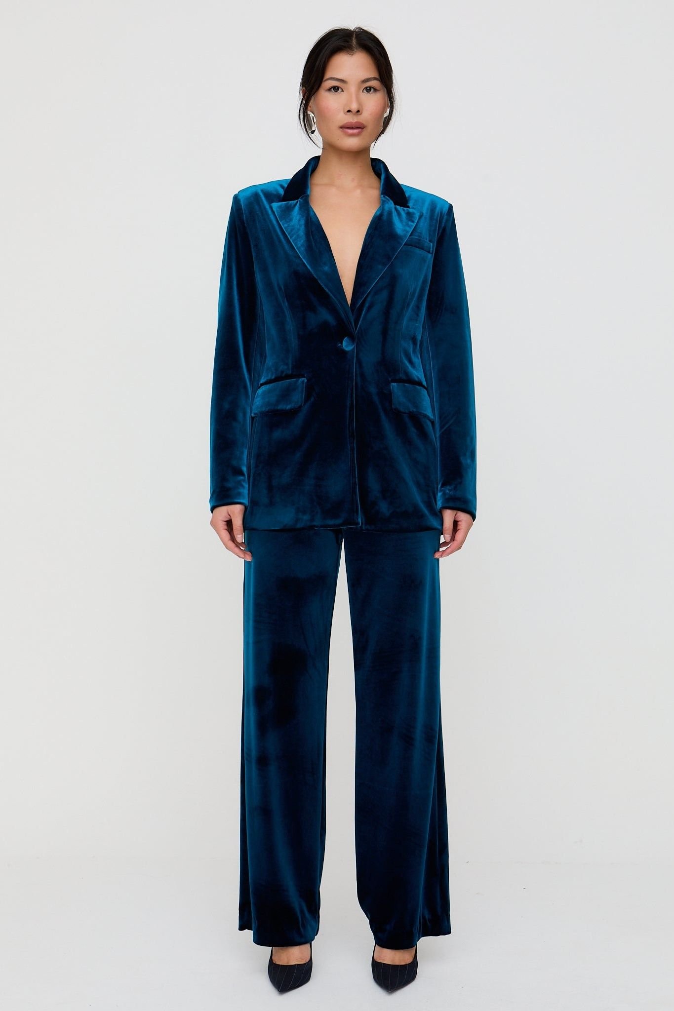 Lily and Lionel Lily and Lionel Women's Valerie Straight Leg Velvet Trouser In Teal - 3