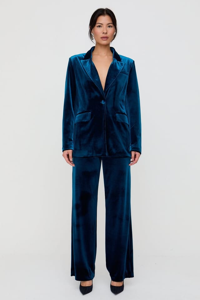 Lily and Lionel Lily and Lionel Women's Valerie Straight Leg Velvet Trouser In Teal - 3