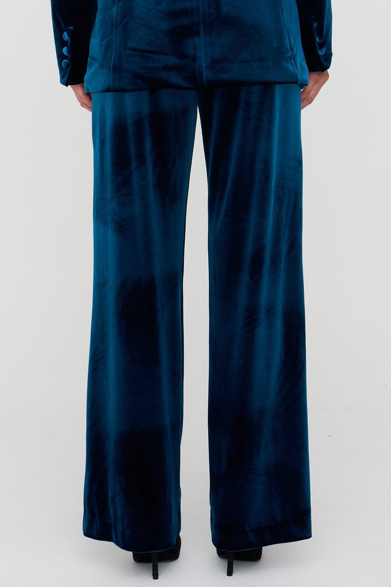 Lily and Lionel Lily and Lionel Women's Valerie Straight Leg Velvet Trouser In Teal - 4
