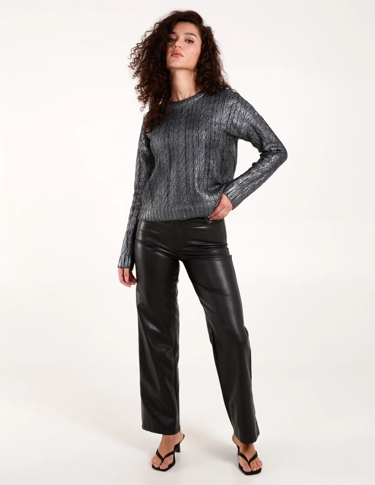 Blue Vanilla Metallic Printed Cable Jumper