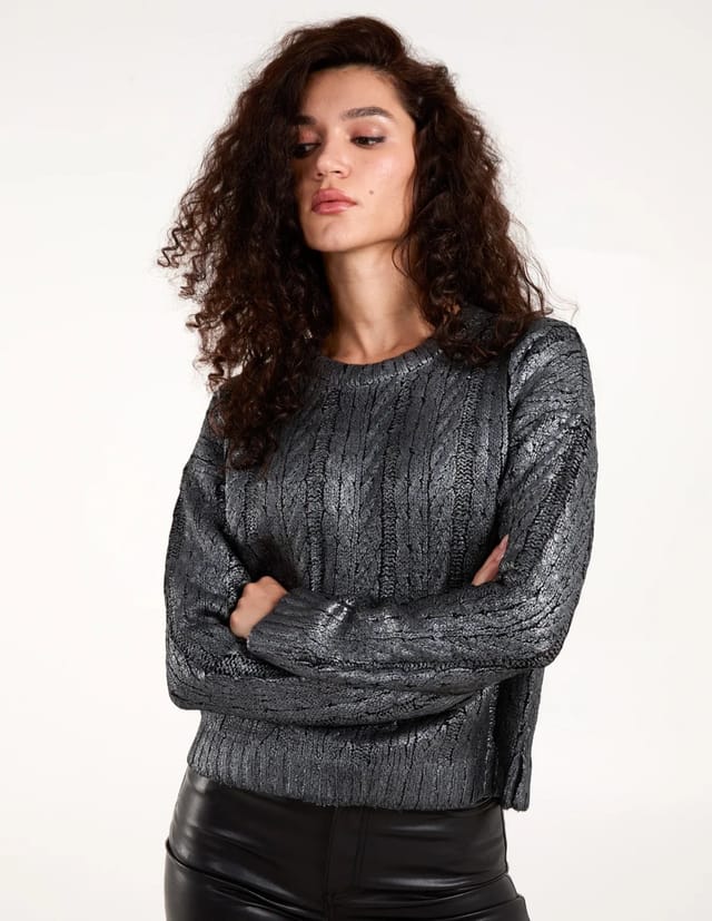 Blue Vanilla Metallic Printed Cable Jumper - 2