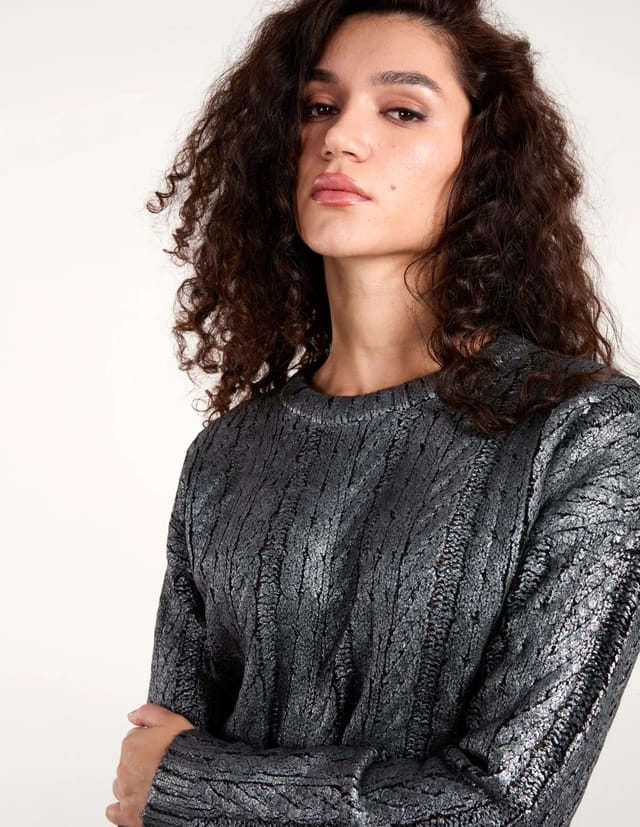 Blue Vanilla Metallic Printed Cable Jumper - 3