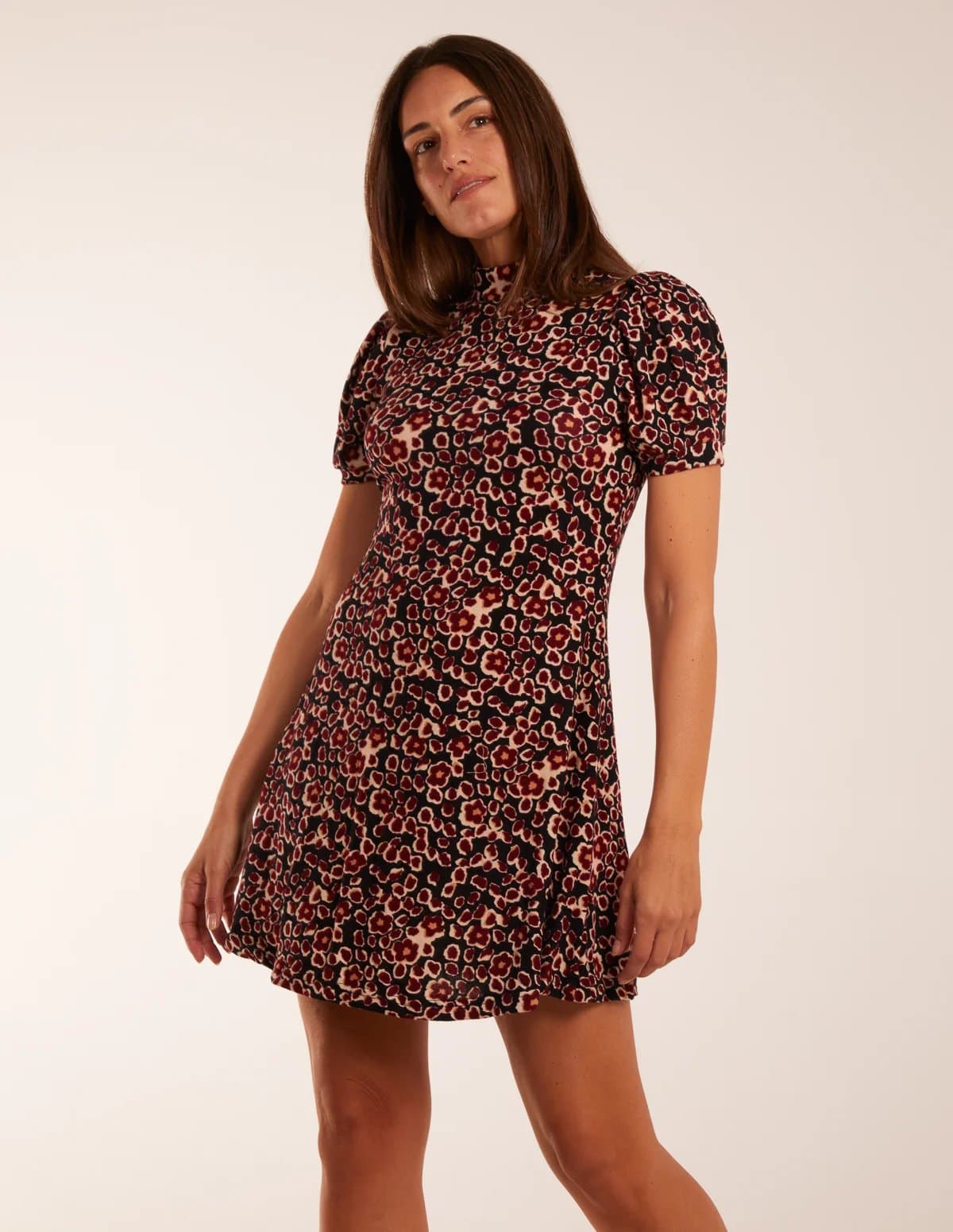 Blue Vanilla Floral Animal Smock Mini Dress