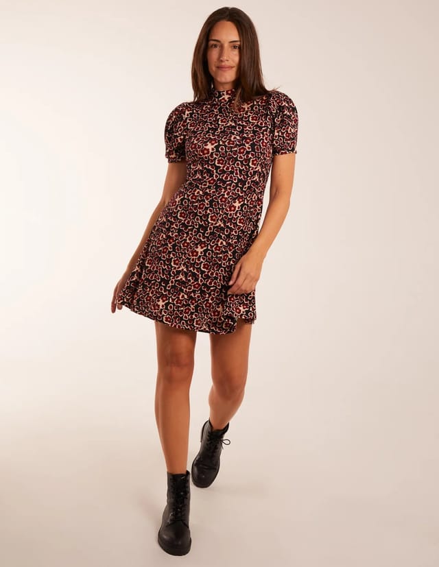 Blue Vanilla Floral Animal Smock Mini Dress - 2