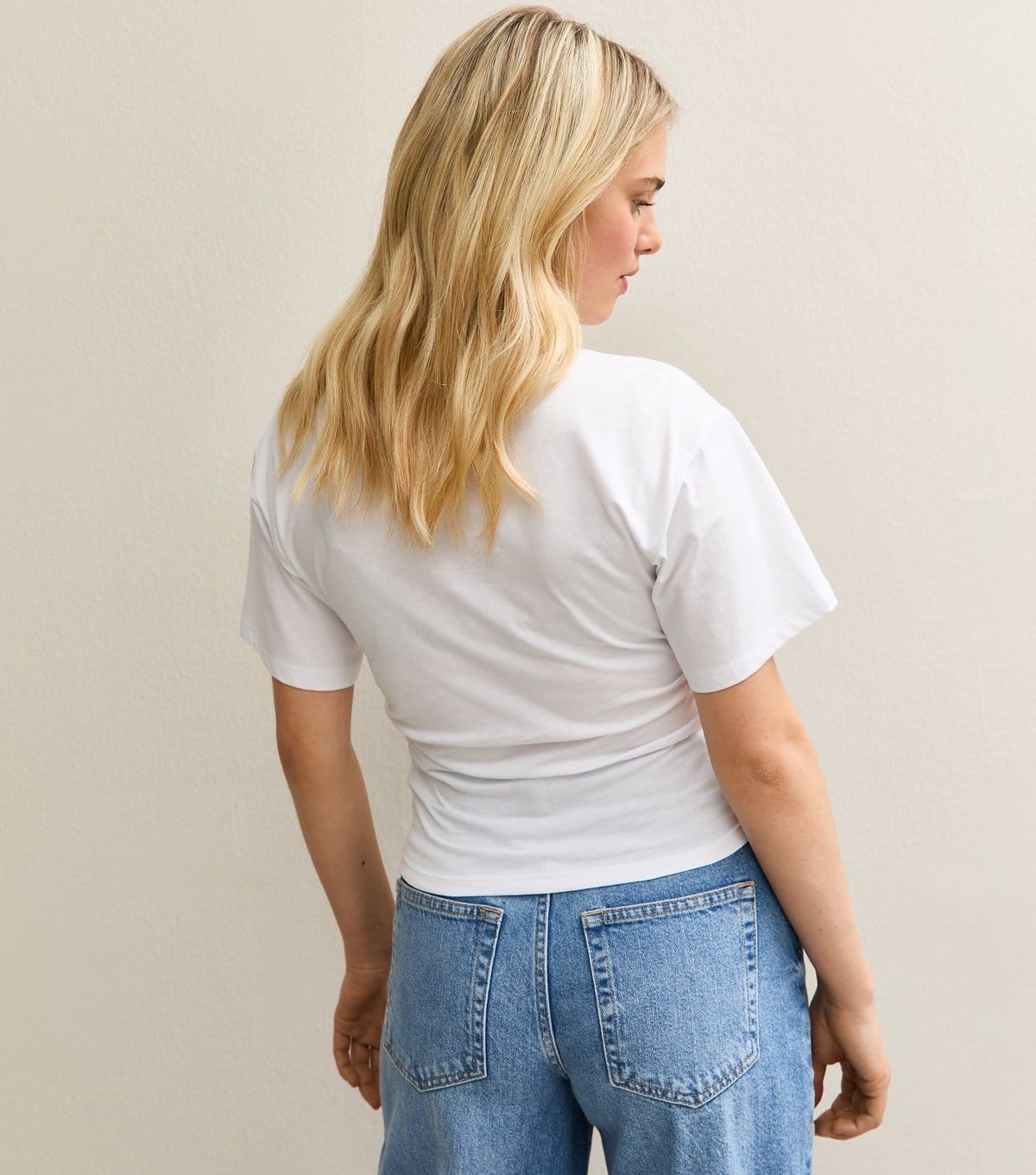 New Look Women's White Ruched Waist Crew Neck T-Shirt New Look - 4