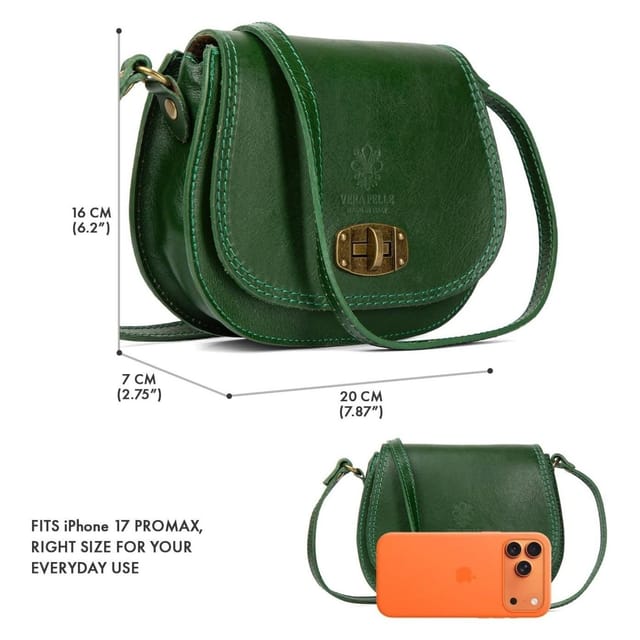 Woodland Leathers Woodland Leathers Women's Women's Italian Leather Crossbody Bag in Green - 3