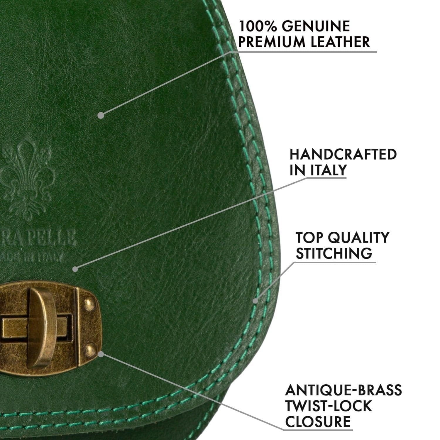 Woodland Leathers Woodland Leathers Women's Women's Italian Leather Crossbody Bag in Green - 4