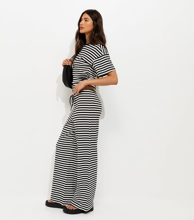 New Look Women's Black Striped Wide Leg Trousers New Look - 3