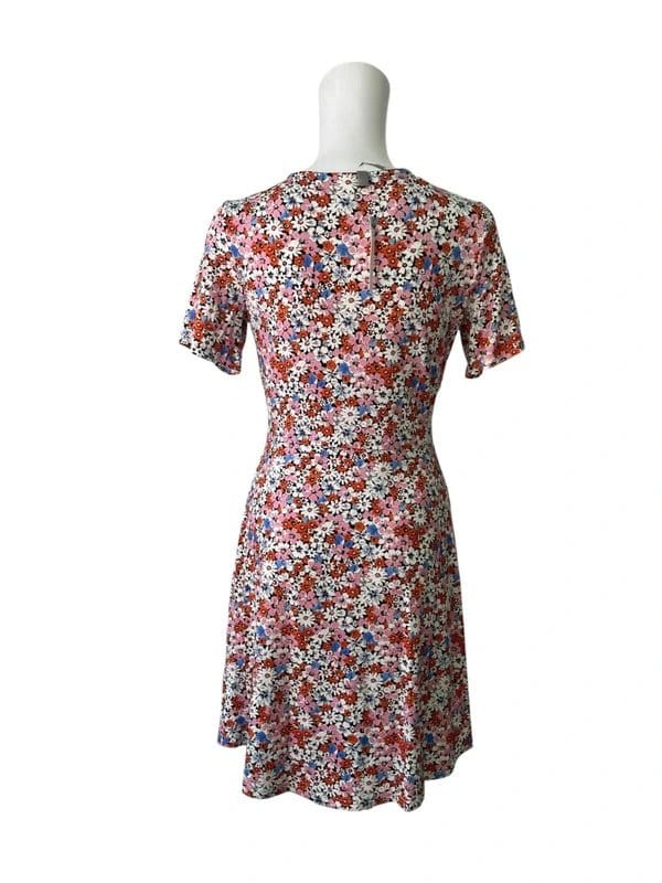 ASOS Asos Fit & Flare Dress Size 10 Pink Mix Floral Womens NEW Button Up EU38 RRP £34 - 1