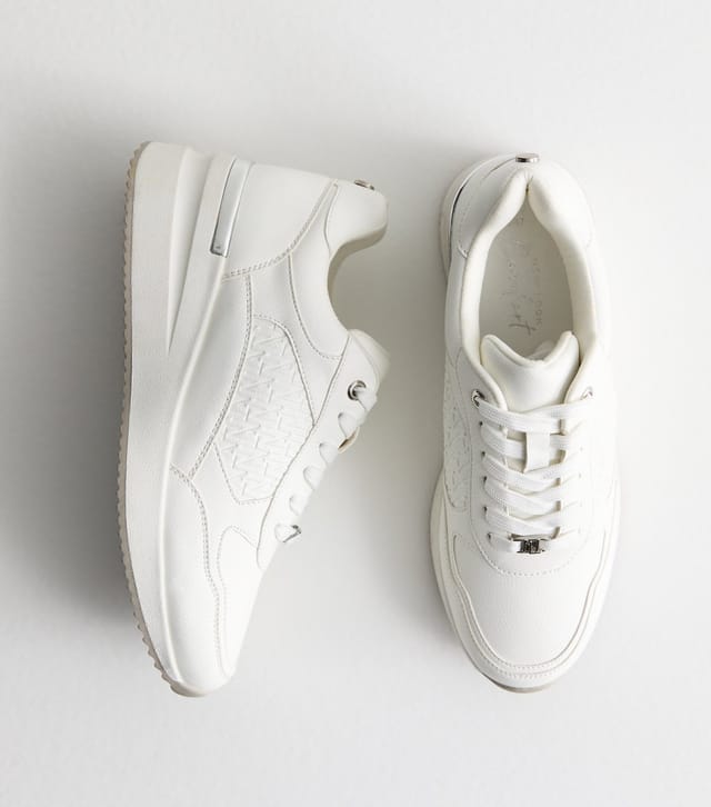 New Look Women's White Logo Sports Wedge Trainers Vegan New Look - 2