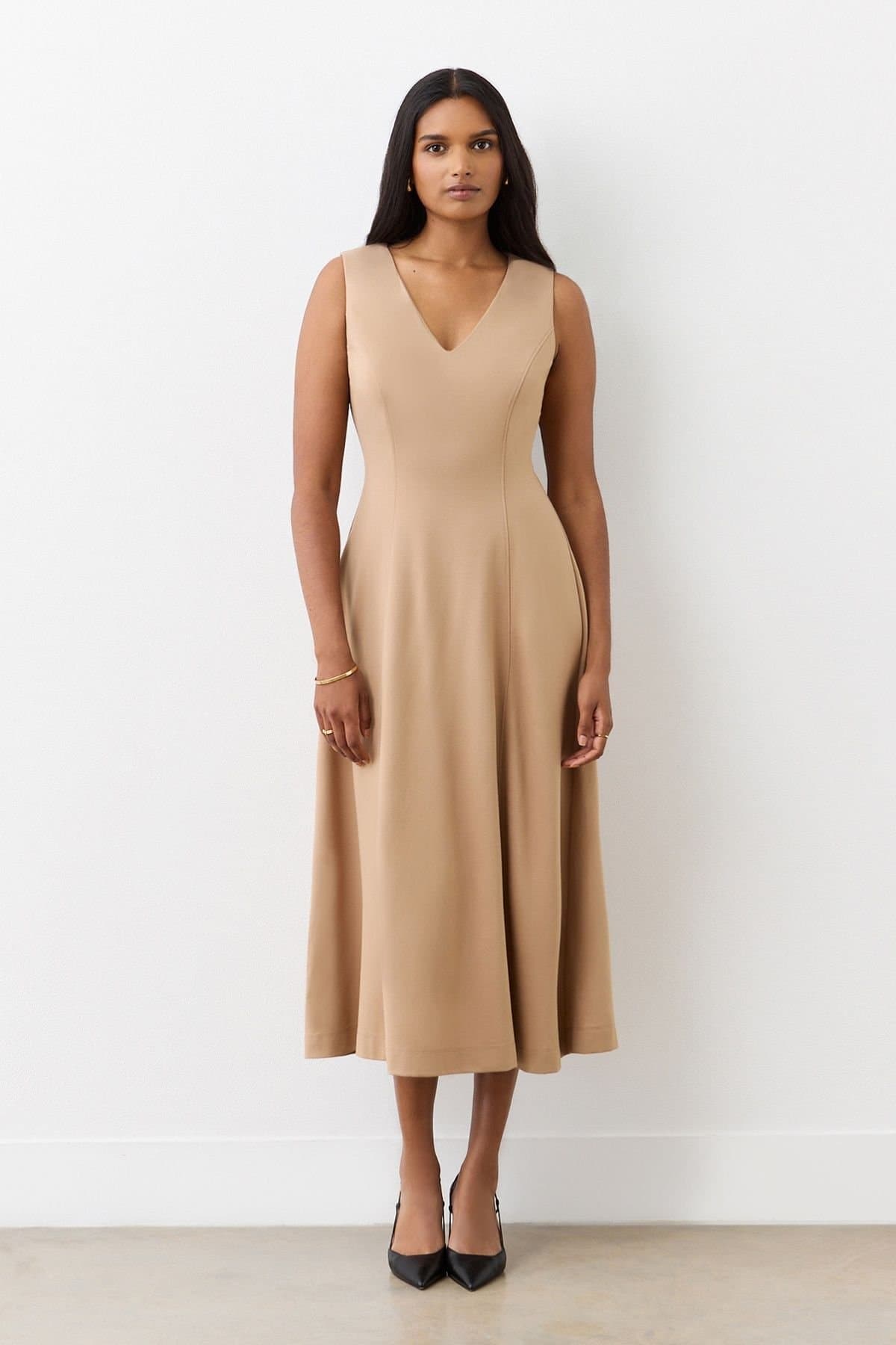 Finery London Finery London Camel Ponte Jersey Midi Dress