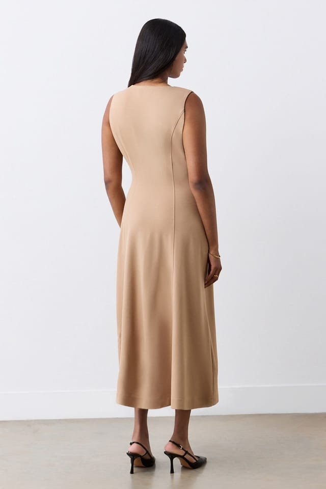 Finery London Finery London Women's Adele Ponte Jersey Midi Dress in Camel - 3