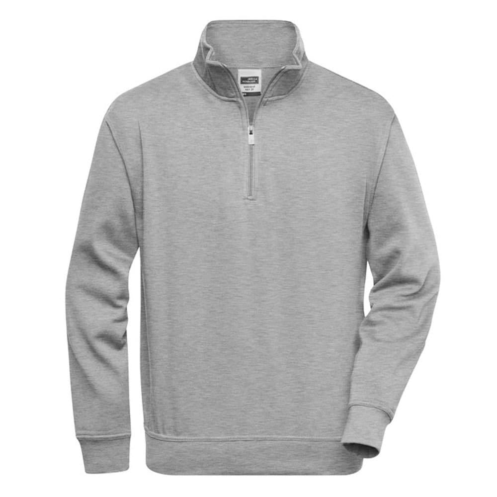 James and Nicholson James and Nicholson Men's Workwear Quarter Zip Sweatshirt in Grey
