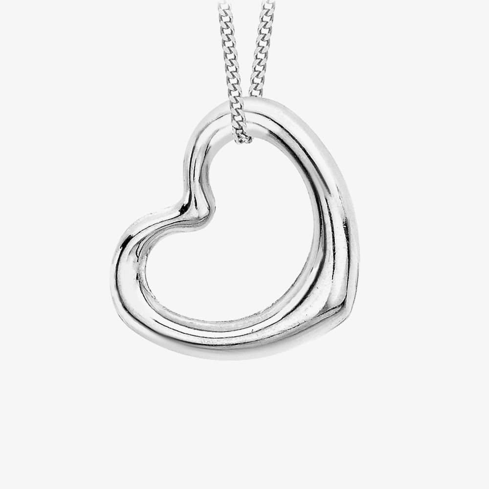T.H.Baker T.H.Baker Women's 9ct White Gold Open Heart Necklace 5.61.8659 in Silver