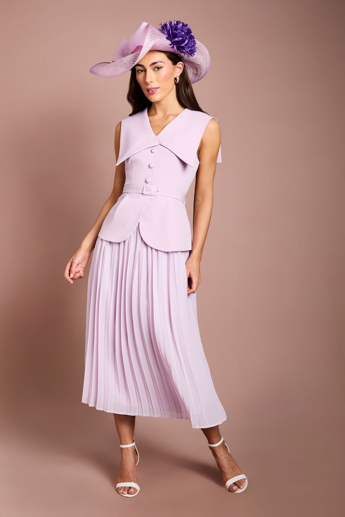 Coast Lilac Crepe Waistcoat Midi Dress