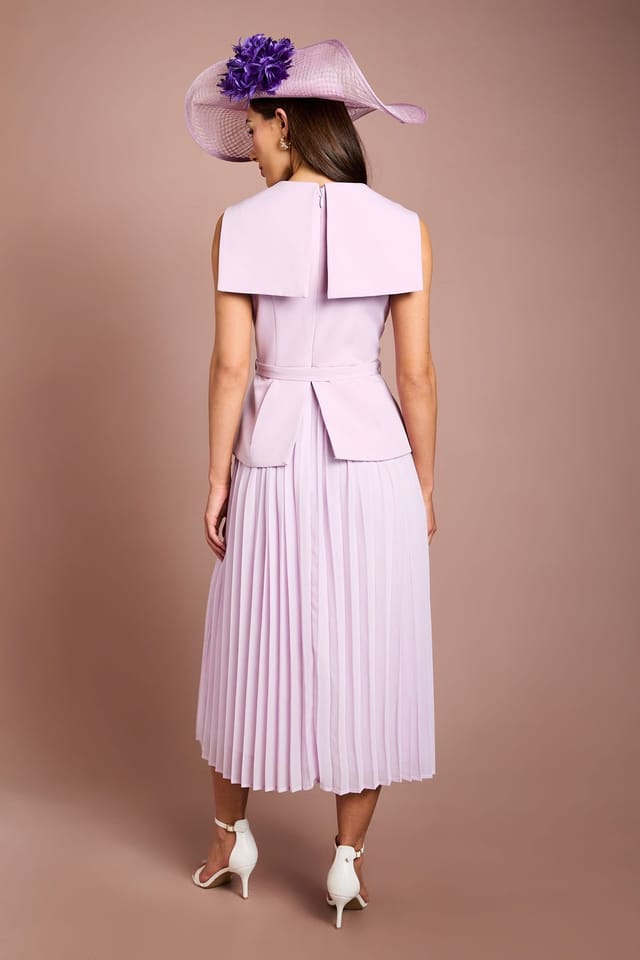 Coast Coast Women's Lisa Tan Collared Crepe Waistcoat Midi Dress in Lilac - 3