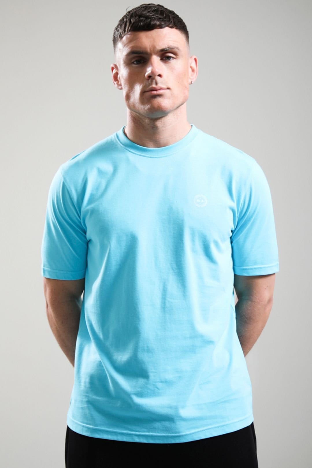 Marshall Artist Cyan Blue Cotton Crew Neck T-Shirt