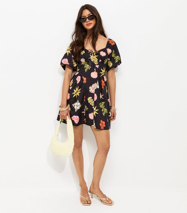 New Look Women's Black Tomato Print Puff Sleeve Mini Dress New Look - 2