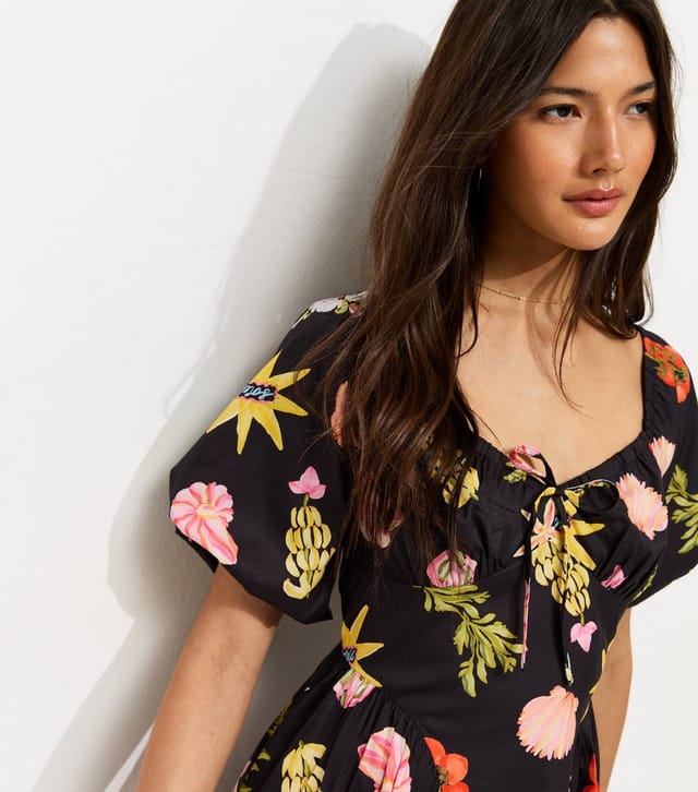New Look Women's Black Tomato Print Puff Sleeve Mini Dress New Look - 3
