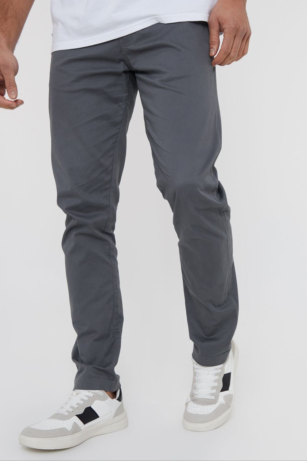 Threadbare Threadbare Men's 'Castello' Cotton Slim Fit Chino Trousers With Stretch in Grey - 2