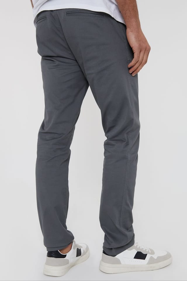 Threadbare Threadbare Men's 'Castello' Cotton Slim Fit Chino Trousers With Stretch in Grey - 2