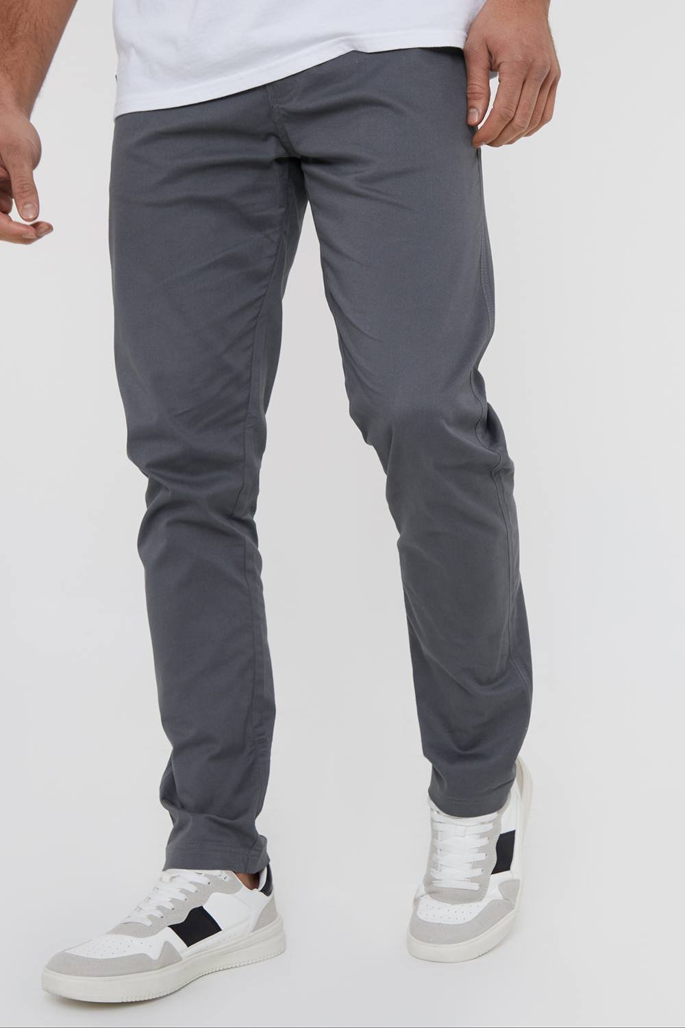 Threadbare Threadbare Men's 'Castello' Cotton Slim Fit Chino Trousers With Stretch in Grey - 3
