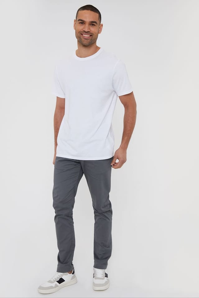 Threadbare Threadbare Men's 'Castello' Cotton Slim Fit Chino Trousers With Stretch in Grey - 3