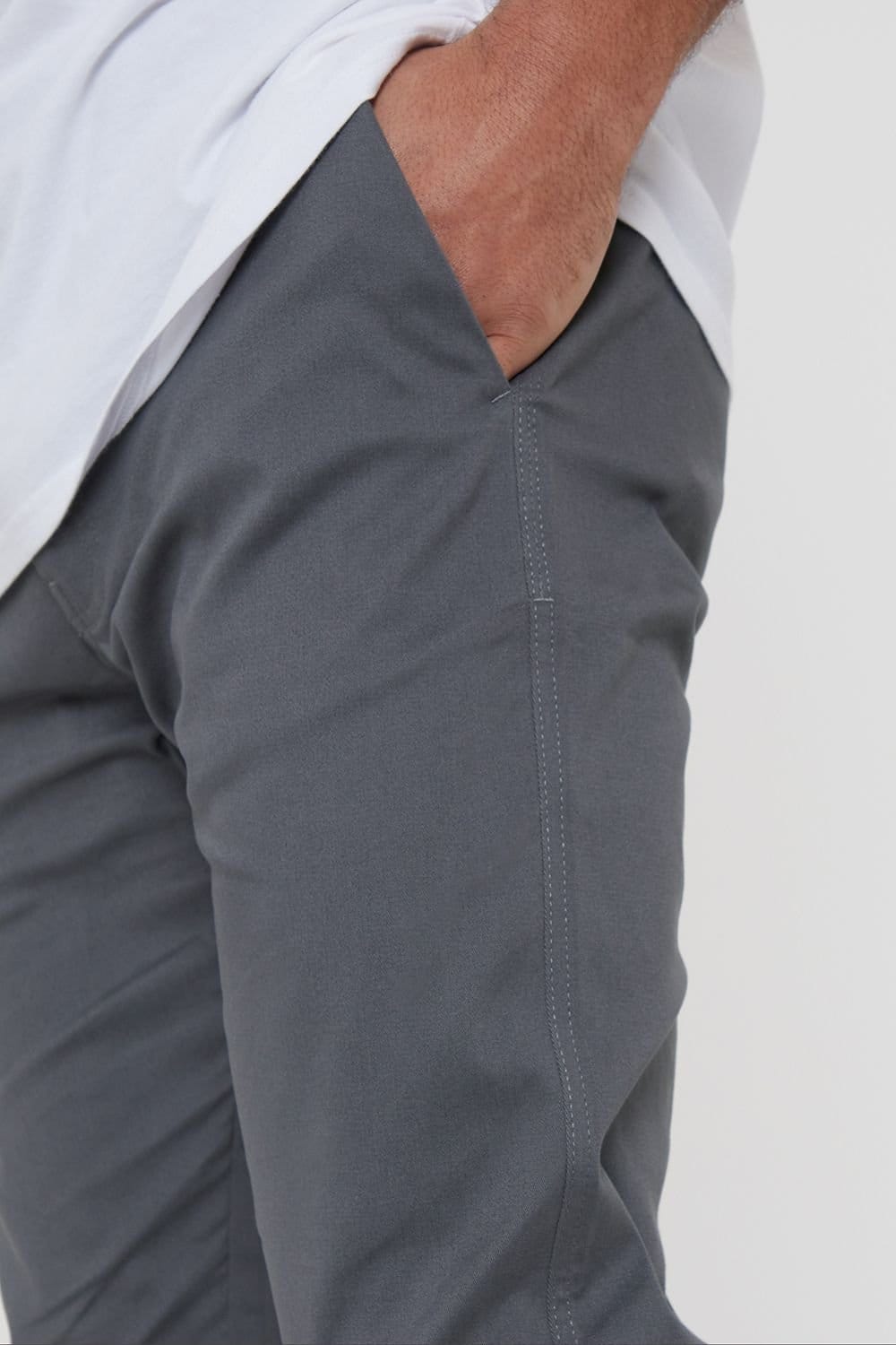 Threadbare Threadbare Men's 'Castello' Cotton Slim Fit Chino Trousers With Stretch in Grey - 4