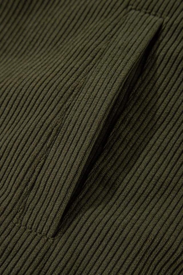 Everyday The Label Everyday The Label Women's Mist Green Corduroy Fleece Patchwork Buttoned Bomber Jacket in Dark Green - 3