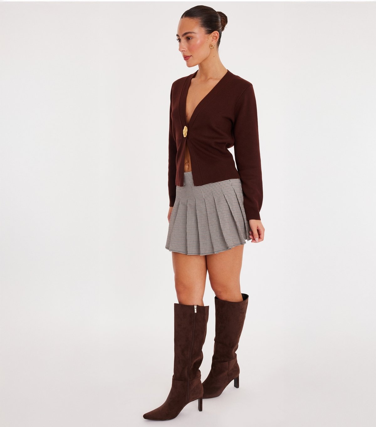 Quiz Women's Dark Brown Abstract Button Cardigan Quiz New Look - 2